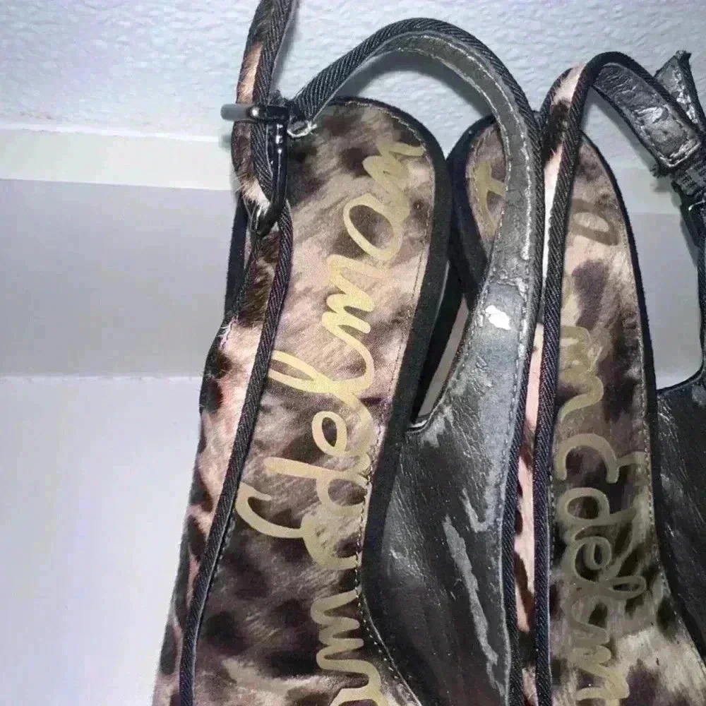 Sam Edelman Heels, Brown Leopard Print, Size 8.5 - Picture 8 of 14